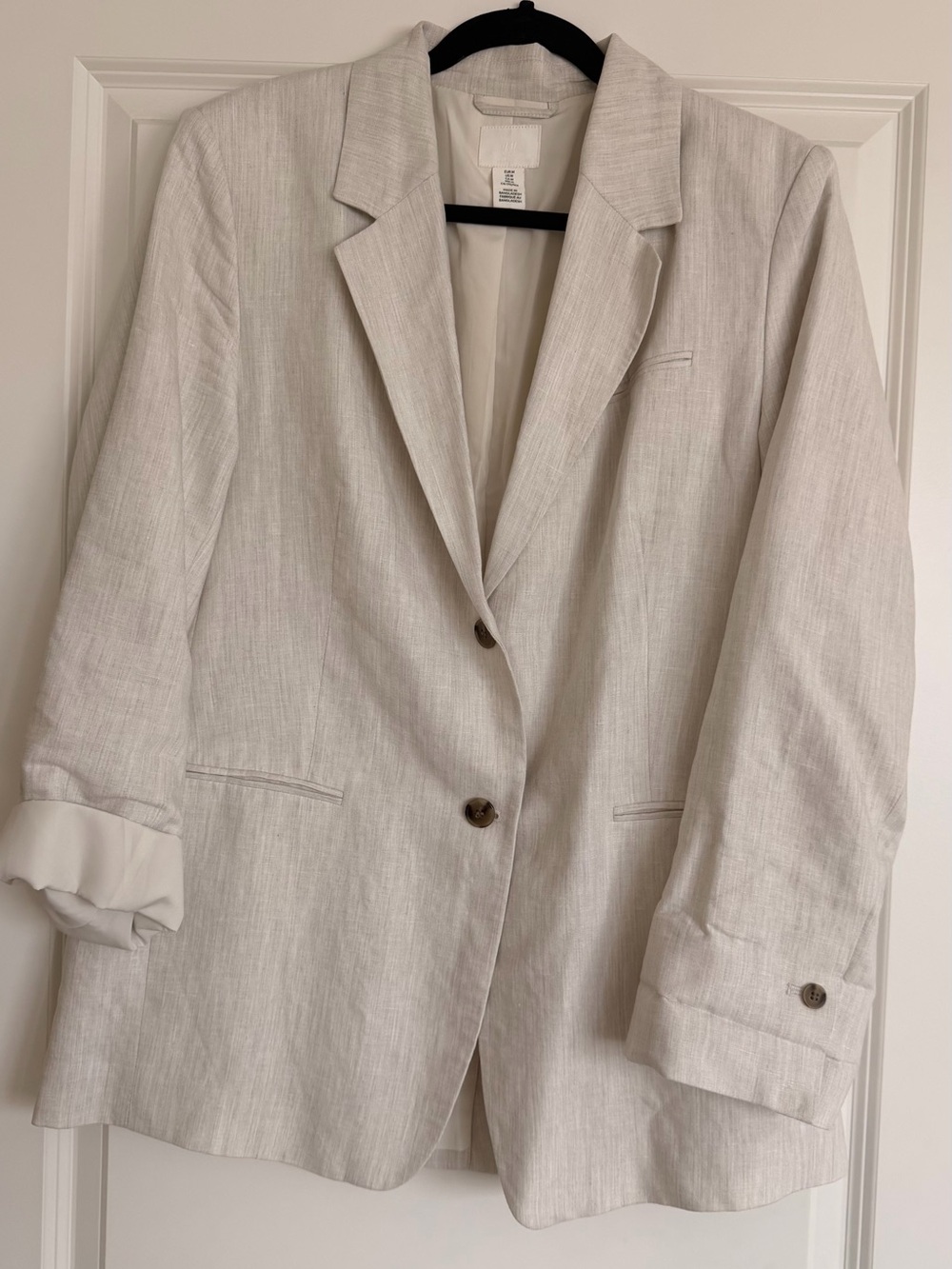 H&M Light Beige Linen-Blend Women's Blazer